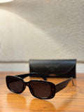 Retro Black Slim Rectangular Women Sunglasses